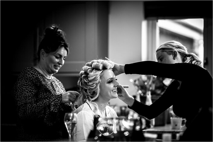 Makeup artist and hairstylist often work together to get brides ready on time for their ceremony